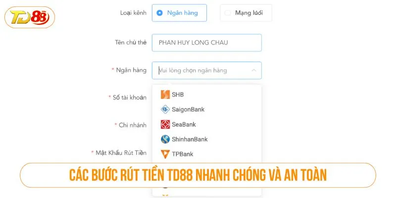 Các bước rút tiền TD88 nhanh chóng và an toàn