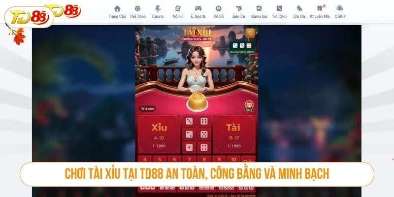Chơi tài xỉu tại TD88 an toàn, công bằng và minh bạch