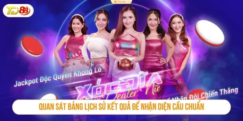 Quan sát bảng lịch sử kết quả để nhận diện cầu chuẩn