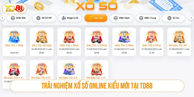 Trải nghiệm xổ số online kiểu mới tại TD88