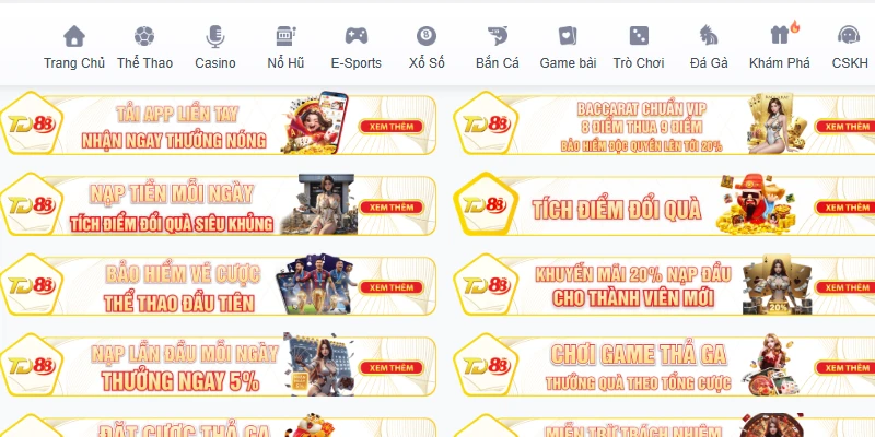 Nhiều chương trình khuyến mãi hấp dẫn cho thành viên tham gia tại TD88 